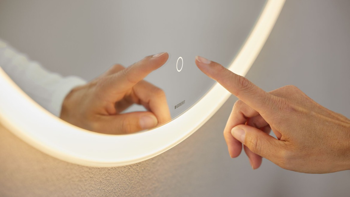 Miroir Option rond avec interrupteur à capteur tactile (© Geberit)