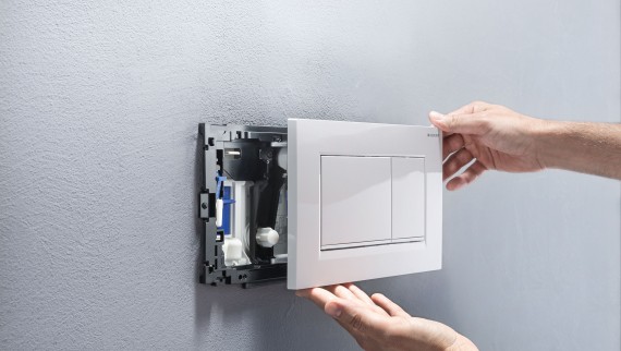 Weisse Sigma20 Betätigungsplatte (© Geberit) Weisse Sigma20 Betätigungsplatte (© Geberit)