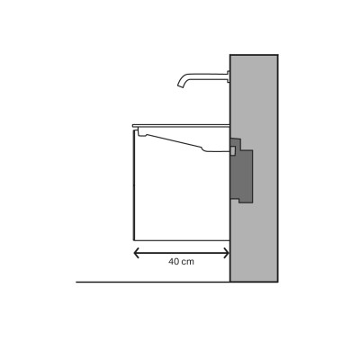 Waschtisch-Illustration mit platzsparender Ausladung