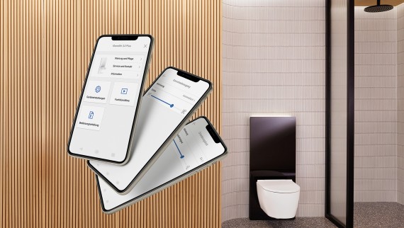 Geberit Home, um das neue Geberit Monolith Plus Sanitärmodul einzustellen (© Geberit)