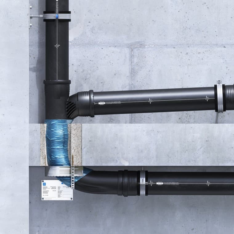 Geberit Silent-Pro SuperTube : installation en applique de la cloison tubulaire en forme de U Geberit Silent-Pro SuperTube : installation en applique de la cloison tubulaire en forme de U