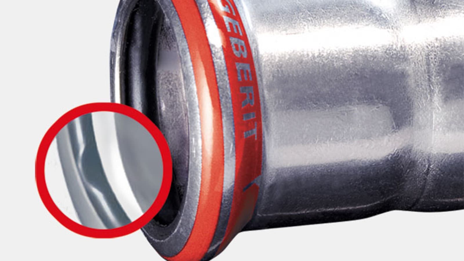 Raccord Geberit Mapress Acier Carbone avec indicateur de sertissage rouge et joint torique noir Raccord Geberit Mapress Acier Carbone avec indicateur de sertissage rouge et joint torique noir