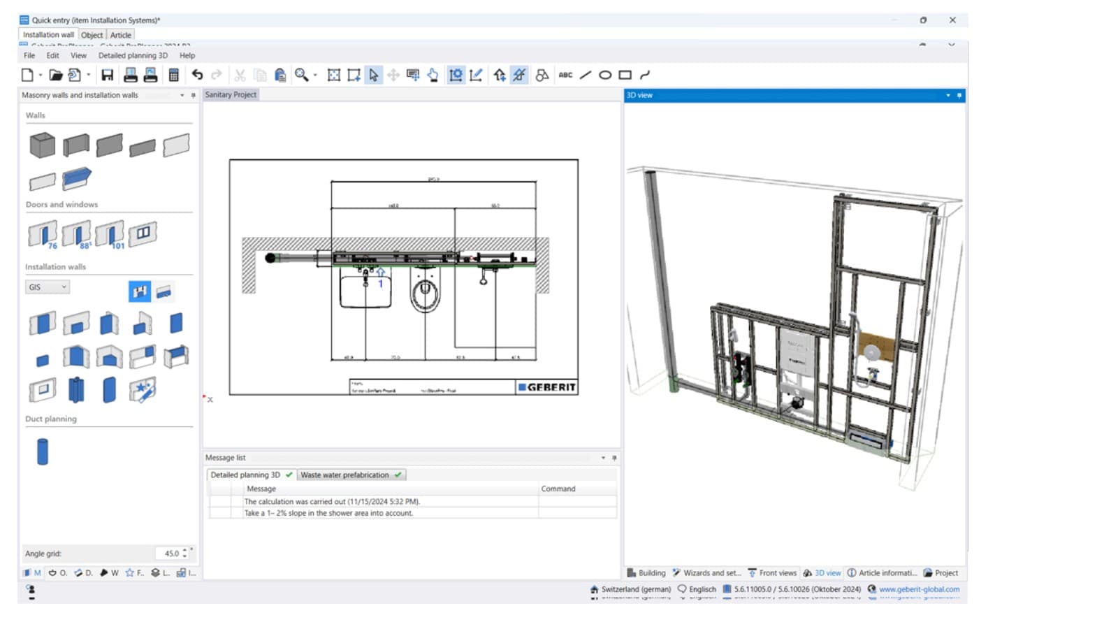 Detaillierte 3D-Planung im Geberit ProPlanner Detaillierte 3D-Planung im Geberit ProPlanner